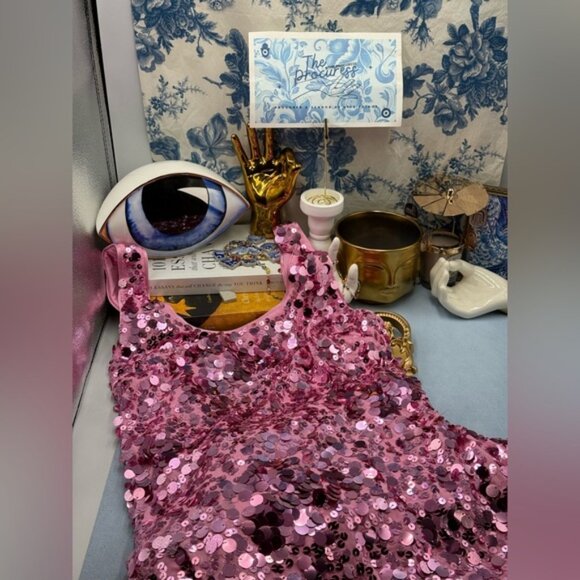 🆕 SIMKHAI 🧿 NWOT Bex Sequined Embellished Maxi Dress, Sorbet Pink- Sz US 4 - Picture 12 of 14